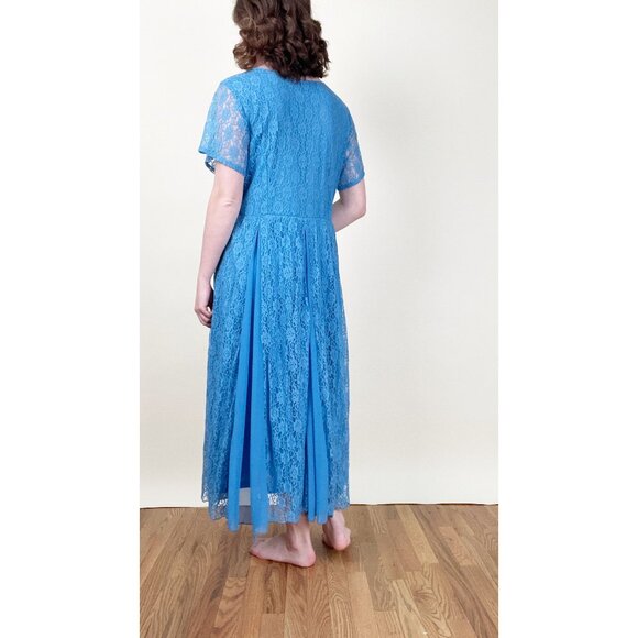 Vintage Handmade Lace Pleated Midi Maxi Dress Princess Royal Formal Fancy Event - Picture 4 of 7